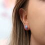 Sterling Silver Blue Opal Stud Earrings, thumbnail 4 of 8