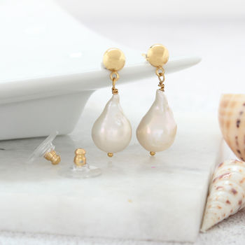 Modern Natural Pearl Drop Earrings, 6 of 10