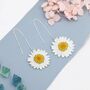 Real Daisy Flower Threader Earrings In Sterling Silver, thumbnail 1 of 11
