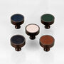 Solid Brass Bronze Cabinet Knobs With Leather Inserts, thumbnail 1 of 8