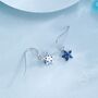 Sterling Silver Sapphire Blue Cz Flower Drop Dangle Earrings, thumbnail 6 of 11