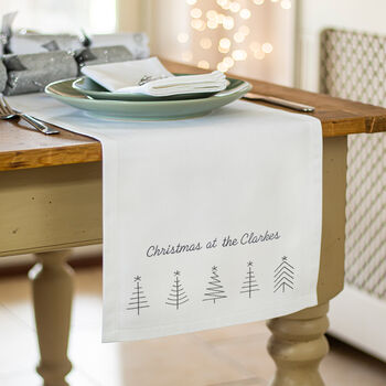 Personalised Embroidered Christmas Trees Table Runner, 2 of 4