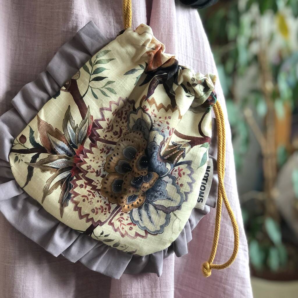 Luxury Knitting Gift Or Crochet Frilled Notions Bag By Kelly Connor