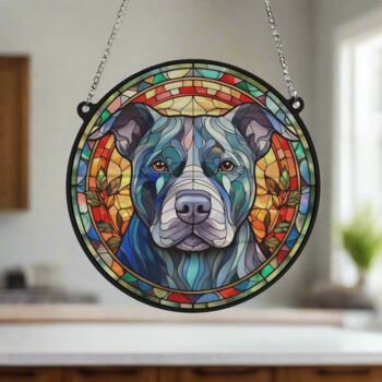 Staffordshire Bull Terrier Stained Glass Effect Suncatcher, 5 of 6