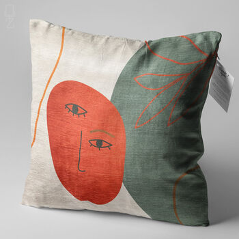 Abstract Orange Face Pattern Cushion Cover, 3 of 7