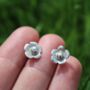 Petite Flower Stud Earrings In Silver, thumbnail 4 of 7