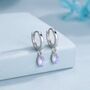 Sterling Silver Marquise Moonstone Huggie Hoops, thumbnail 1 of 11