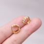 Gold Cz Leaf Hoop Earrings, thumbnail 1 of 7