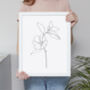 Black And White Set Of Three Floral Line Art Posters, thumbnail 3 of 5