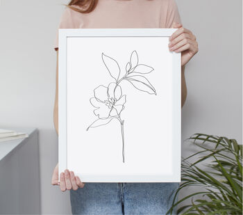 Black And White Set Of Three Floral Line Art Posters, 3 of 5