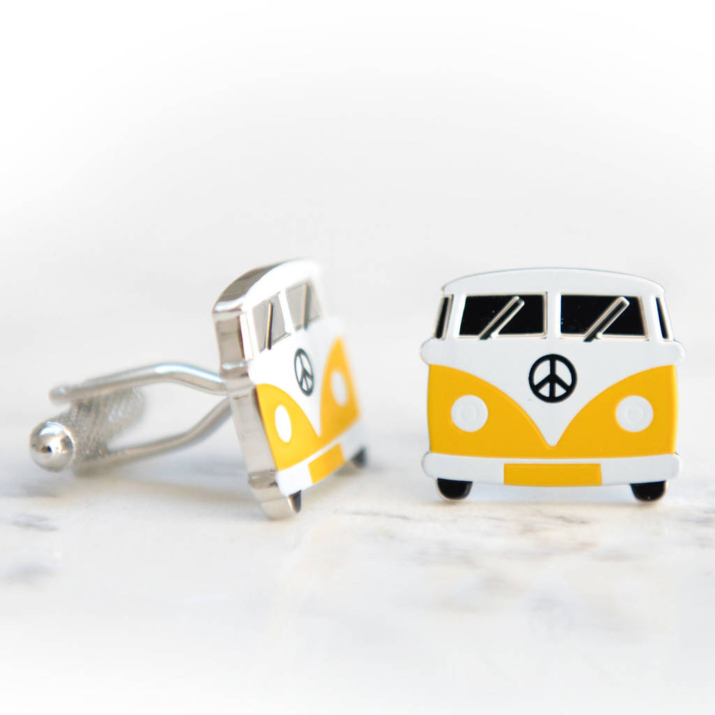 Image of Camper Van Cufflinks Yellow