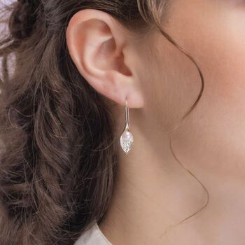 Molten Sterling Silver Freshwater Pearl Drop Earrings, 3 of 8