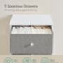 Slim Five Drawer Fabric Dresser For Bedroom Storage, thumbnail 3 of 6