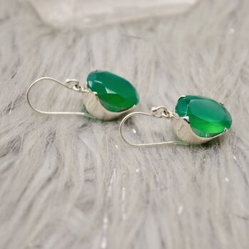 Green Onyx Silver Earrings, 4 of 12