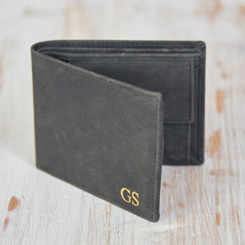 Personalised Black Buffalo Leather Handmade Wallet, 4 of 8
