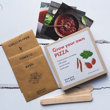 Men's Gardening Gloves And Grow Your Own Pizza Seed Box, 3 of 7
