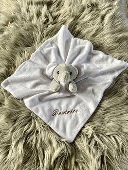 Embroidered White Baby Elephant Comforter, 2 of 5