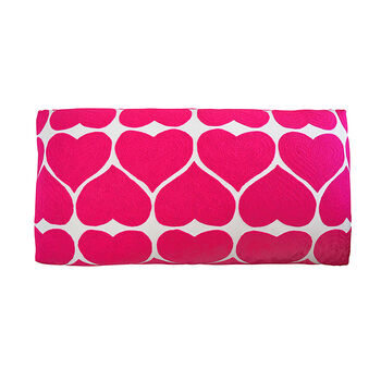 Fuchsia Heart Love Embroidered Upholstered Bench, 3 of 6