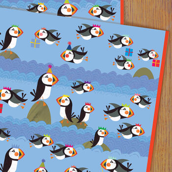 Puffin Gift Wrapping Paper Two Sheets, 3 of 5