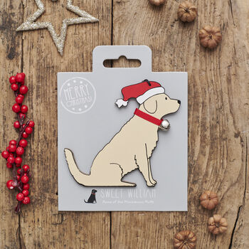 Christmas Golden Retriever Dog Pin Badge, 7 of 12