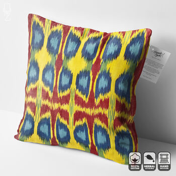 Traditional Multicoloured Cotton Ikat Cushion Cover, 3 of 6