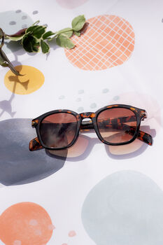 Tortoise Rounded Square Retro Pin Style Sunglasses, 6 of 7