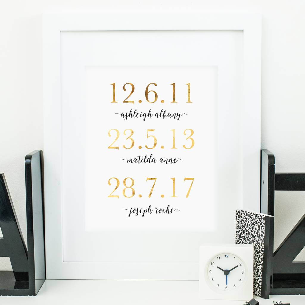 Memorable Dates Milestones Gold Foil Print By Elinor Rose Studio ...