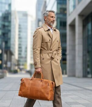 Stitched Detail Genuine Leather Holdall Vintage Look, 2 of 12