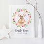 New Baby Personalised Bunny Rabbit Art Print, thumbnail 1 of 3