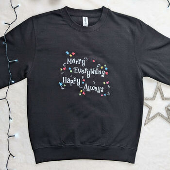 Merry Everything Happy Always Christmas Sweatshirt, 3 of 9