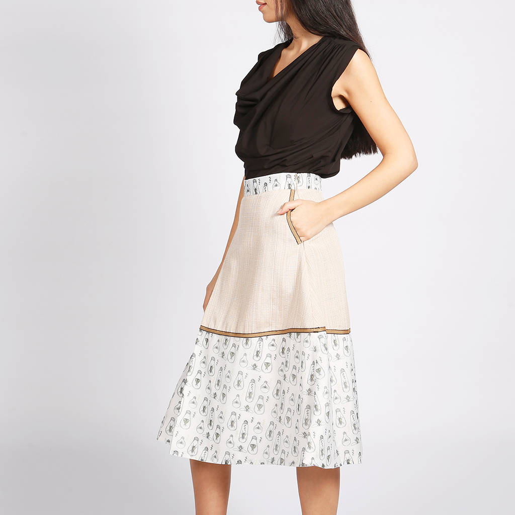 Hampstead 50s Style Skirt With Print Trim By LAGOM | notonthehighstreet.com