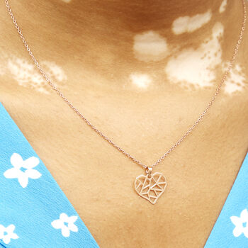 Rose Gold Laser Cut Geometric Heart Necklace, 2 of 6