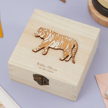 Personalised New Baby Tiger Trinket Box, 2 of 2