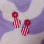 Stripy Flower In Vase Polymer Clay Dangle Earrings, thumbnail 1 of 2