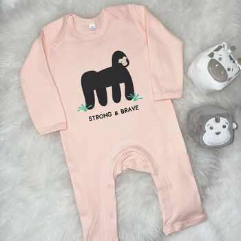 Strong And Brave Gorilla Jungle Babygrow, 6 of 10