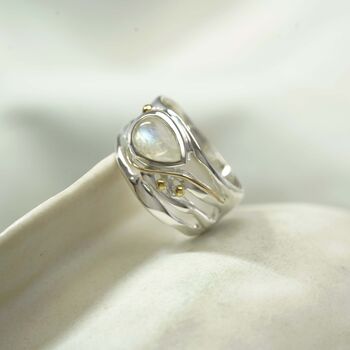 Handmade Rainbow Moonstone Statement Ring, 3 of 7