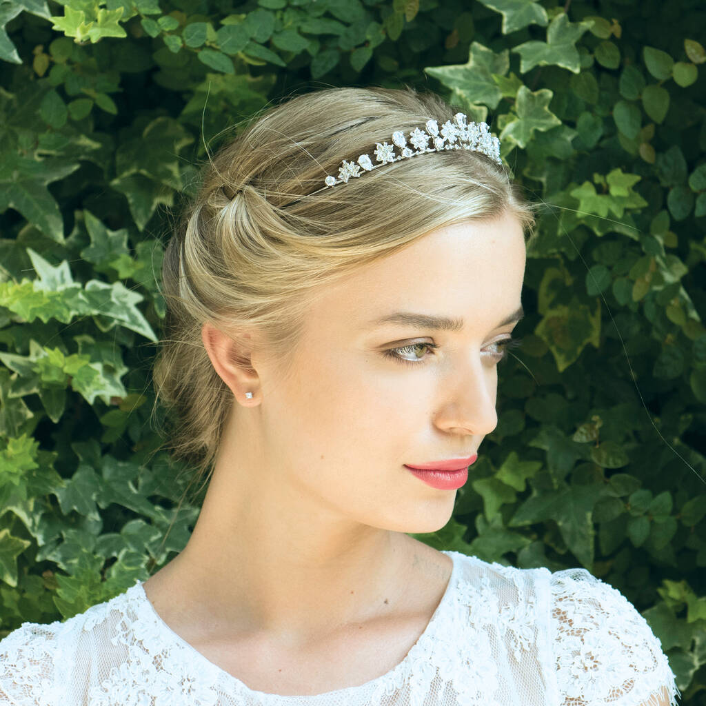 Belle Silver Plated Dainty Crystal Bridal Tiara By Ivory & Co