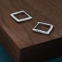 Sterling Silver Minimalist Cz Pave Square Huggie Hoop, thumbnail 7 of 12
