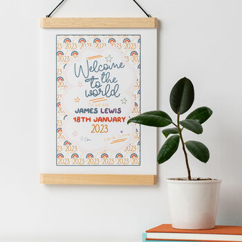 Welcome To The World Baby Birth Date Nursery Print, 2 of 7