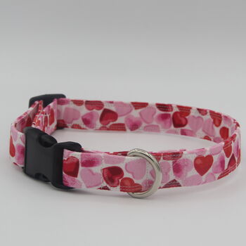 Pink And Red Hearts Valentines Dog Collar, 2 of 9