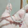 Sterling Silver Swarovski Birthstone Charm Stretch Bead Anklet, thumbnail 6 of 8