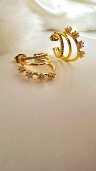 Faux Loop Hoops Sterling Silver And Gold Hoop Stud Earrings, 5 of 5