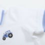 Magnus White/Blue Polo T Shirt With Tractor Embroidery, thumbnail 2 of 5