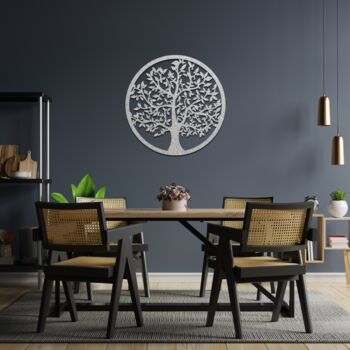 Round Metal Tree Of Life Home Room Wall Art Decor, 6 of 8