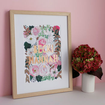 Personalised Family Blush Florals Papercut Print, 3 of 9