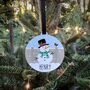 Personalised Snowman Wooden Bauble Christmas Decoration, thumbnail 2 of 2