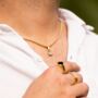 Mini Gold Plated White Shell Gemstone Necklace For Men, thumbnail 3 of 12