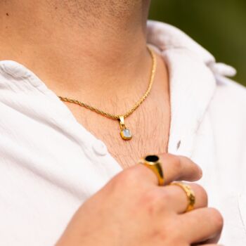 Mini Gold Plated White Shell Gemstone Necklace For Men, 3 of 12