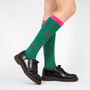 Women's Knee High Glitter Socks Green Pink Polka Dots, thumbnail 1 of 2