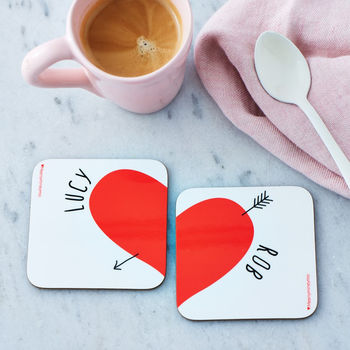 Personalised Pixel Heart Coasters Pair, 4 of 5